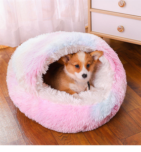 Cuccia a Ciambella Super Morbida per Cani e Gatti, Ecologica, in Peluche Lungo e Soffice, Lavabile, Calda e Confortevole per l'Inverno - Product Image 4