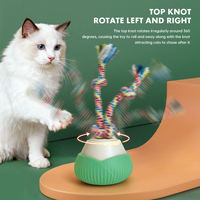 Jouet électrique intelligent pour chat à double fonction : balle roulante et corde à mâcher, balle roulante pour animaux de compagnie à changement de direction automatique, balle à rotation automatique