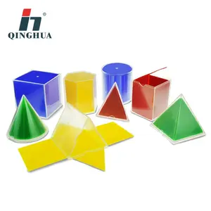 Solid Geometric Shapes Mathematic Toy Plastic Geometric Figure Cubes In Outspread 8pcs Educational Equipment