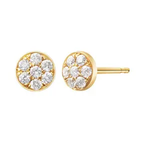 silver small round fancy pave cz tiny ear stud earring for women 2020