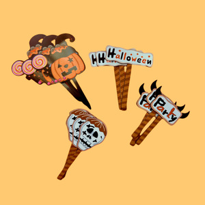 ของตกแต่งคัพเค้กฮาโลวีนรูปน้ำผึ้งและของหวาน อะคริลิก 12 ชิ้น สำหรับตกแต่งเค้กในงานปาร์ตี้ - Product Image 5