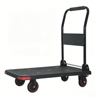 Chariot à plateforme pliable en plastique noir 60*90cm, robuste, manuel, capacité de charge 400kg, chariots à main