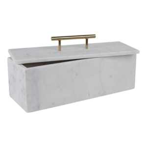 Scatola portaoggetti rettangolare in marmo con maniglia in metallo per decorazioni per la casa, portaoggetti per gioielli e ricordi - Product Image 3