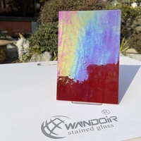 Lámina de vidrio opalescente para pared, arte, 3mm, iridiscente, Borgoña, Rojo