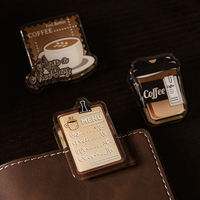 Clip en acrylique Yoofun mignon « Heure du café » pour journal, scrapbooking, agendas, photos, notes et papeterie