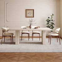 Modernes Rechteckiges Travertin-Schiefer Esszimmer-Set Französischer Retro Mid-Century Stil Tisch und Stuhl für Kleine Räume