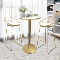 Ensemble de chaises de salle à manger modernes de style nordique européen à pieds hauts, avec revêtement en marbre et pieds en fer, mobilier de maison