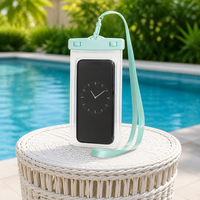Pochette étanche transparente pour téléphone avec fermeture coulissante violette et cordon tressé, sac étanche personnalisé avec logo pour la natation, le camping et les voyages