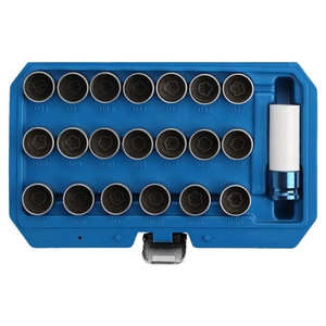 Jeu de clés <span class=keywords><strong>antivol</strong></span> pour écrous de roue <span class=keywords><strong>BMW</strong></span> 041-060, 21 pièces, avec douille de 17 mm <span class=keywords><strong>1</strong></span>/2 pouce - Product Image 4