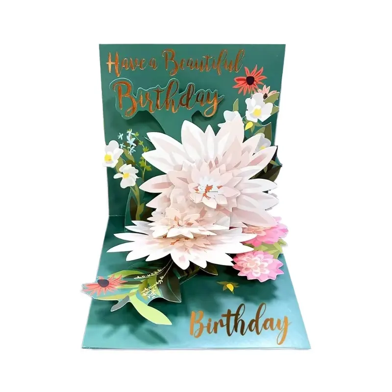 Venta caliente nuevo personalizado 3D Popup Lily Flower cumpleaños Día DE LA MADRE Acción de Gracias mensaje tarjeta de felicitación
