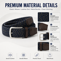 Ceinture de golf élastique noire/grise, ceinture extensible pour la vente au détail et les commandes en gros