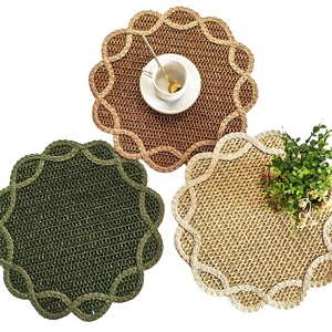 Salvamantel de Bambú con Forma de Flor, 450 mm de Diámetro, Antideslizante, Estilo Bohemio, Verde, Beige, Marrón - Product Image 2