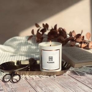 Huaming elegante vidrio aromático blanco fragancia aceite aromaterapia vela taza Etiqueta Privada cera <span class=keywords><strong>de</strong></span> soja velas perfumadas para el hogar - Product Image 4
