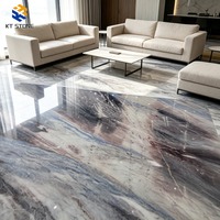 Dalle de marbre KT Stone, dalle de marbre veiné bleu violet sable, pour la décoration murale des halls d'hôtel