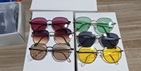 Lunettes de soleil classiques rondes à monture métallique intégrale UV400, verres colorés rose, vert, jaune, rouge, lunettes de soleil rétro pour femmes