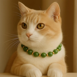 <span class=keywords><strong>Collar</strong></span> de Cristal con Cuentas de Aluminio Sólido y Detalles en Oro, Elegante Regalo para Mascotas, <span class=keywords><strong>Collar</strong></span> de <span class=keywords><strong>Jade</strong></span> para Perros y Gatos - Product Image 1