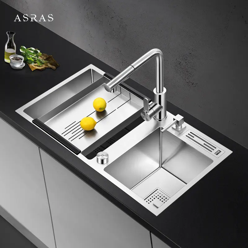 Asras SUS304 da cucina fatti a mano lavello doppia ciotola multiuso lavello con rubinetto della cucina produttore 7540F