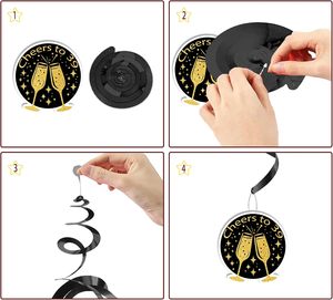 Decoraciones de <span class=keywords><strong>Cumpleaños</strong></span> Número <span class=keywords><strong>39</strong></span> para Hombres y Mujeres, Decoración Divertida con Brillo Negro y Dorado, No Aún Cumple 40, <span class=keywords><strong>Feliz</strong></span> <span class=keywords><strong>Cumpleaños</strong></span> con Pancarta y Espirales Colgantes - Product Image 4