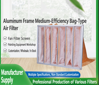 Filtre à air à sac à efficacité moyenne, cadre en aluminium, fabrication OEM sur mesure, vente en gros en stock pour atelier de peinture, directement de l'usine