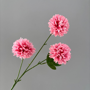 Fleurs artificielles de chrysanthème boule à 3 têtes en soie pour mariage et décoration intérieure, design cristal boule d'oignon, tige unique, vente en gros - Product Image 6