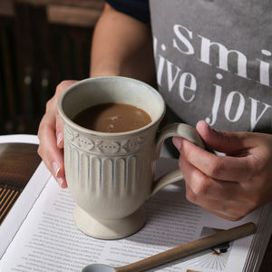 ถ้วยใส่กาแฟสโตนแวร์แบบย้อนยุคแก้วเซรามิกสำหรับตกแต่งโต๊ะใช้กับไมโครเวฟได้อย่างปลอดภัย - Product Image 2