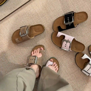 Sandales <span class=keywords><strong>Birkenstock</strong></span> à plateforme pour femmes, avec boucle métallique grande taille, en faux daim, décontractées, pour l'extérieur - Product Image 3