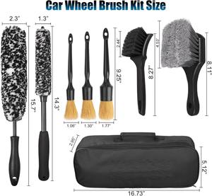 Kit de 8 brosses pour jantes, brosses de nettoyage de pneus, brosses de detailing et brosse à récurer les pneus durs, kit de brosses de nettoyage de jantes - Product Image 2