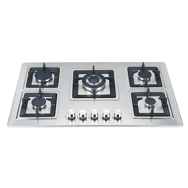 New Design Cast Iron Gas Hob Stainless Steel Gas Cooktops 5 Burner Built-In Gas Stove