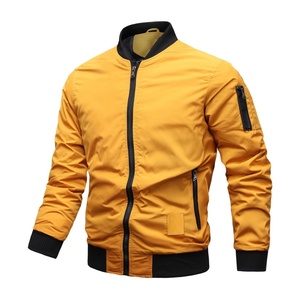 <b>Men's</b> Casual Coated Varsity <b>Jacket</b> with Zipper Standing Collar Thin Breathable Eco-Friendly Polyester - Product Image 4
