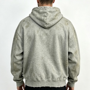 Street Wear Hoodies Graphic Boxy Waffle Knit <strong>Zip</strong> <strong>up</strong> <strong>Hoodie</strong> for <strong>Men</strong> Winter Custom - Product Image 3