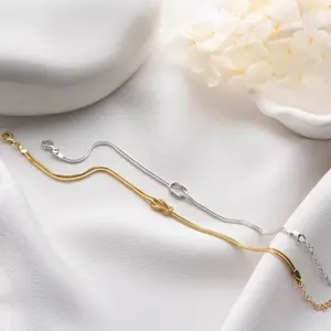 Gelang pasangan dua warna emas, Perhiasan Gelang persahabatan, gelang dua warna, baja tahan karat, gaya baru minimalis, untuk wanita