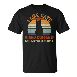 Me gustan los gatos y el café y tal vez 3 personas, camiseta sarcástica - Product Image 2