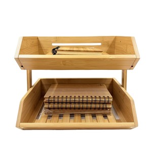 Étagère de rangement pour fruits et légumes en bambou, double couche, organisateur de comptoir de cuisine, écologique, forme carrée - Product Image 2
