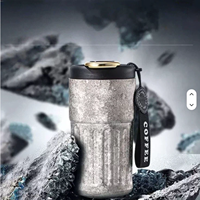 Gobelet isotherme en titane à double paroi de 400 ml (14 oz) personnalisé en gros avec embout de boisson 2-en-1 et couvercle avec affichage de la température