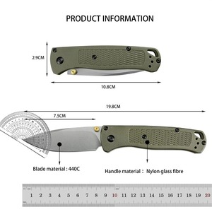 Couteau pliant de survie pour le camping, de qualité industrielle, en acier inoxydable 440C, avec manche en fibre ondulée renforcée en nylon, personnalisation OEM/ODM - Product Image 5
