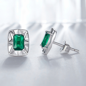 <span class=keywords><strong>Bamoer</strong></span> fábrica 925 plata esterlina brillante cuadrado Stud pendientes verde circón pendientes Unisex joyería fina para mujeres BSE803 - Product Image 2