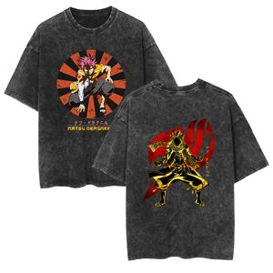 T-shirt vintage délavé, Anime <span class=keywords><strong>Fairy</strong></span> <span class=keywords><strong>Tail</strong></span>, T-shirt décontracté en coton à manches courtes pour hommes et femmes - Product Image 2