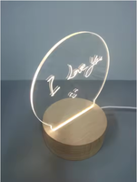 Tableau de notes effaçable en acrylique avec câble USB LED moderne avec base en bois Lampe de nuit 3D pour tailles moyennes
