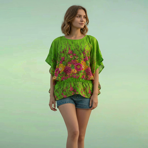 Hermoso Kaftán Maxi Bohemio de Rayón con Estampado Digital, Estilo Veraniego para Fiestas Nocturnas, con Bordado de Encaje, Sin Mangas, Vestidos Casuales - Product Image 1