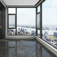 Ventanas Modernas de Triple Vidrio Abatibles, Insonorizadas, con Marco de Aleación de Aluminio Térmico, Barra de Seguridad, para Cocina, Villa, Hotel, Apartamento