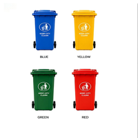 Poubelle extérieure en plastique à couvercle ouvert 360L avec roues, écologique, pour rue, parc, école, centre commercial, collectivité, logo personnalisable