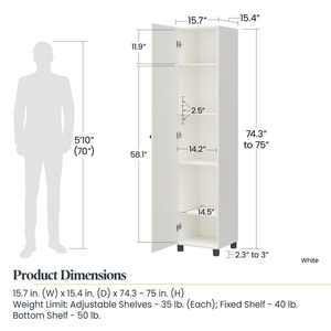 ISO9001 BSCI Factory Direct Fluted 16" Wide 1 Door Storage Cabinet in White, Simple Engineered Wood Utility - Product Image 5