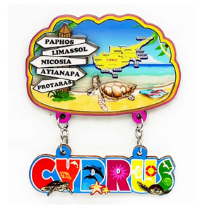 Imán de Refrigerador de Recuerdo de Chipre con Diseño Personalizado de Madera MDF de Paphos, Limassol y <span class=keywords><strong>Nicosia</strong></span> - Product Image 1