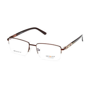 Monturas de Gafas Grises Jack, Rectangulares, Semi-Sin Montura, Metálicas, Unisex 5084, Lentes Planas Anti-UV, Diseño Moderno - Product Image 3