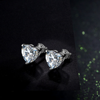 Boucles d'oreilles Atta 3ct, couleur D, VVS, forme cœur, 9*9mm, moissanite, argent sterling 925, cadeau fantaisie pour elle, haute qualité