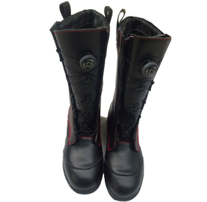 Bottes de pompier DFF0115 en cuir longues avec bande réfléchissante grise haute visibilité, bottes de sécurité - Product Image 4