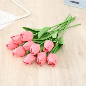 KEWEI 505 Artificial Flowers Real Touch PU Mini Tulip Pink Flowers For Gift Flower