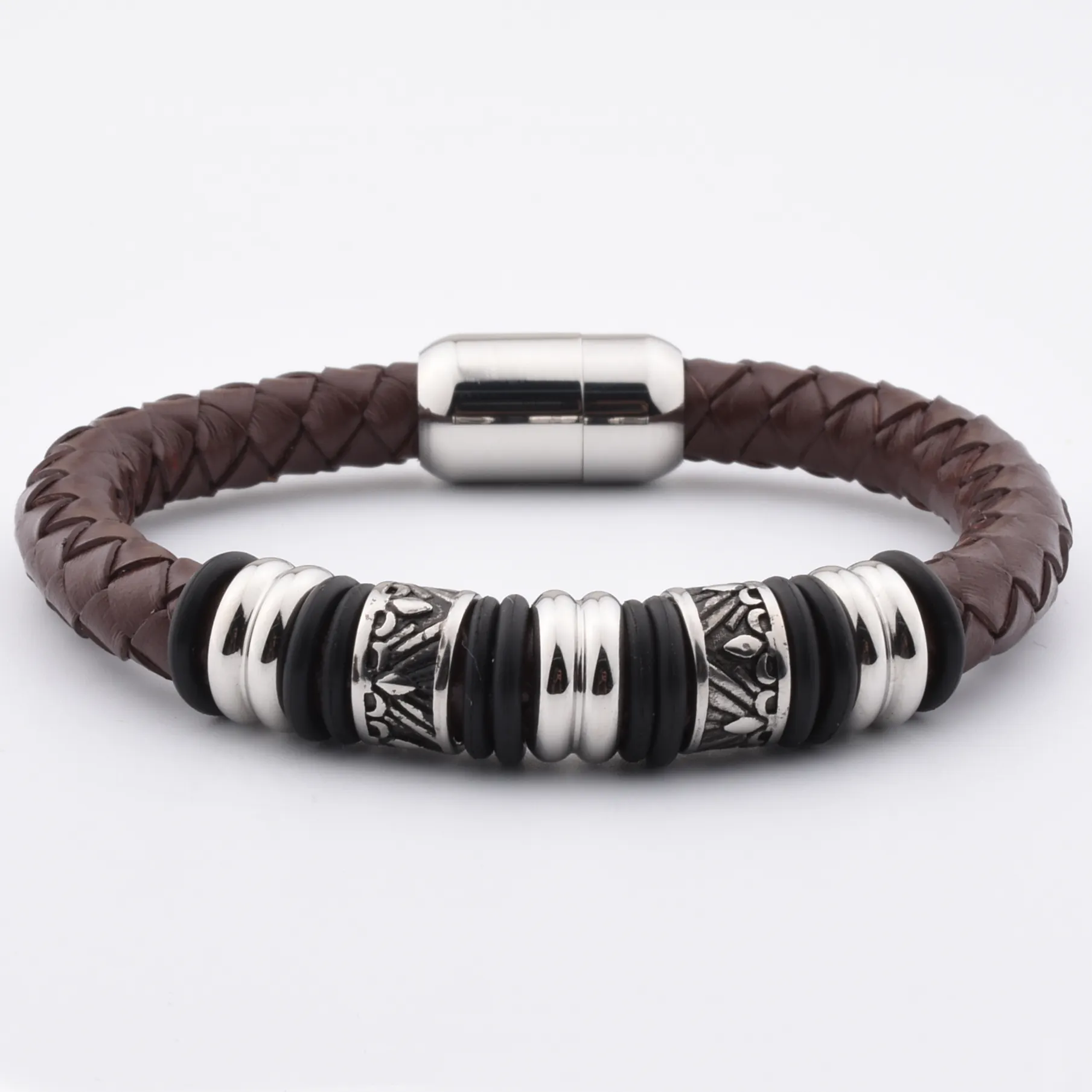 Personalized Jewelry Tan Brown Leather Wide Wristbands Cool Mens Leather Bracelets
