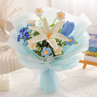 Handgefertigter Wollstrick-Blumenstrauß, fertige Simulationsblume, Valentinstagsgeschenk für die Freundin