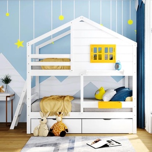 Giường tầng đôi 2 ngăn kéo đồ nội thất phòng ngủ trẻ em làm bằng gỗ MDF hoàn hảo trẻ mới biết đi cấu hình không gian ngủ - Product Image 2